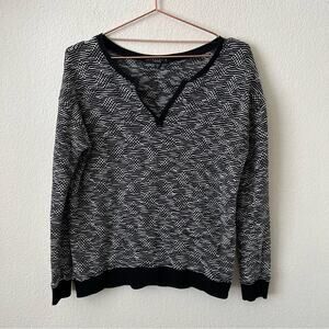 Sanctuary black white marled knit sweater split notch neck long sleeve